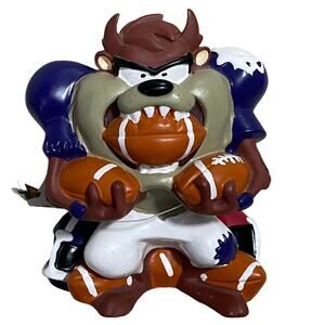 NWT Looney Tunes Taz Tasmanian Devil Football Player Piggy Coin Bank VTG 1994